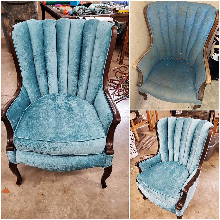 reupholstered-blue-suede-chair-shreveport-la